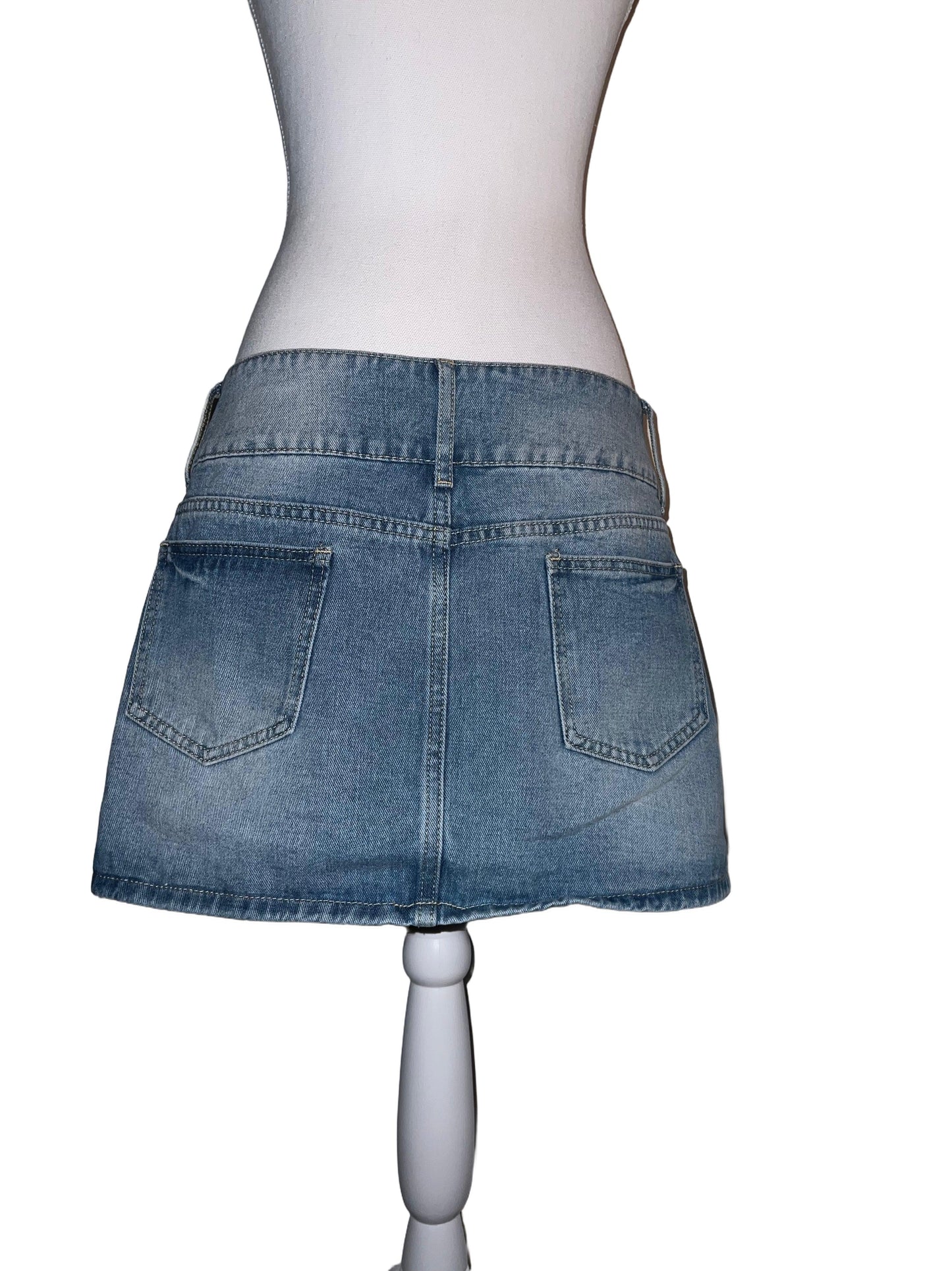 Side-Buttoned Denim Skirt