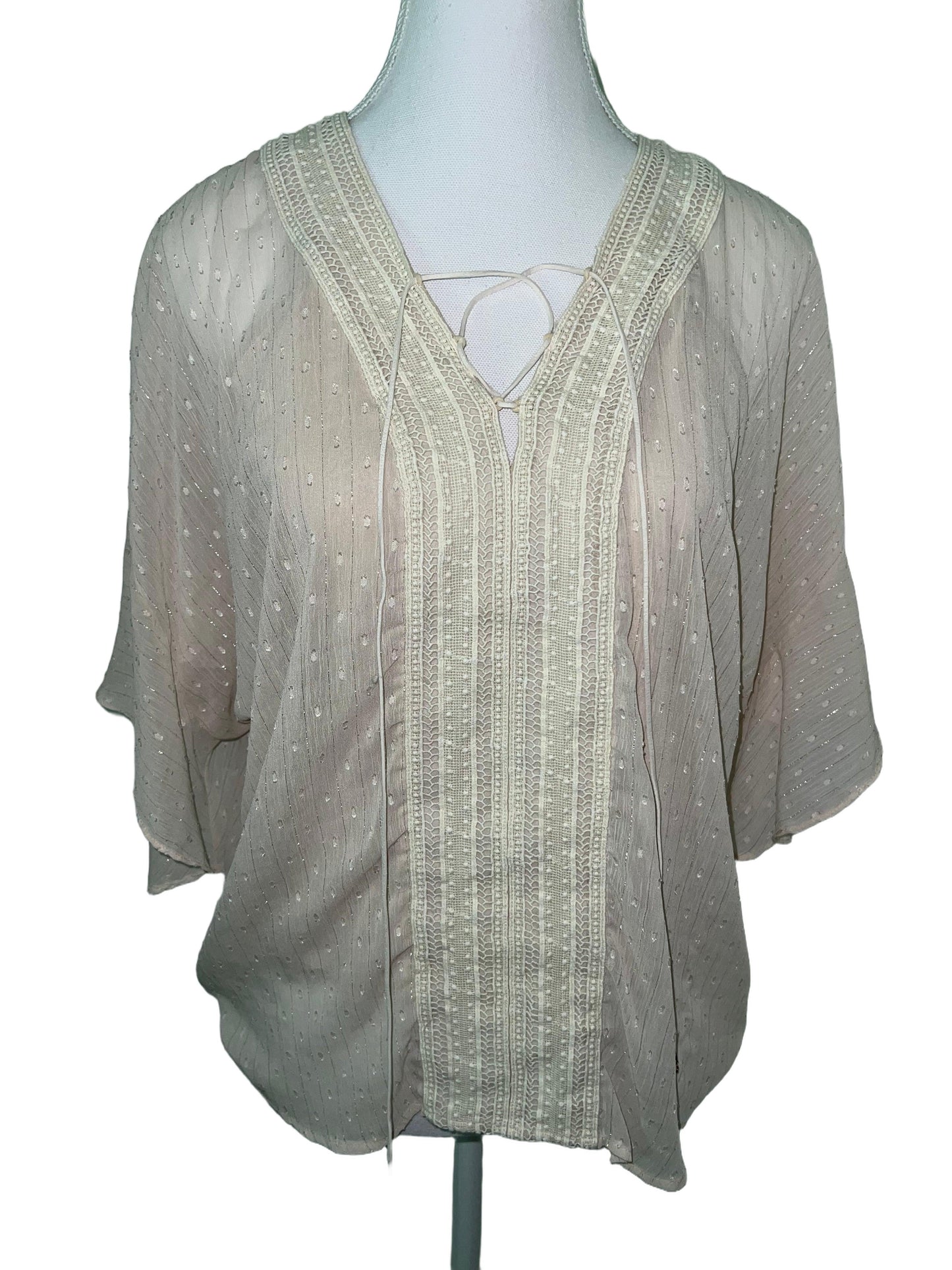 Gold/Beige Flowy Beachy Top - XS Fits to M | Summer Vibes