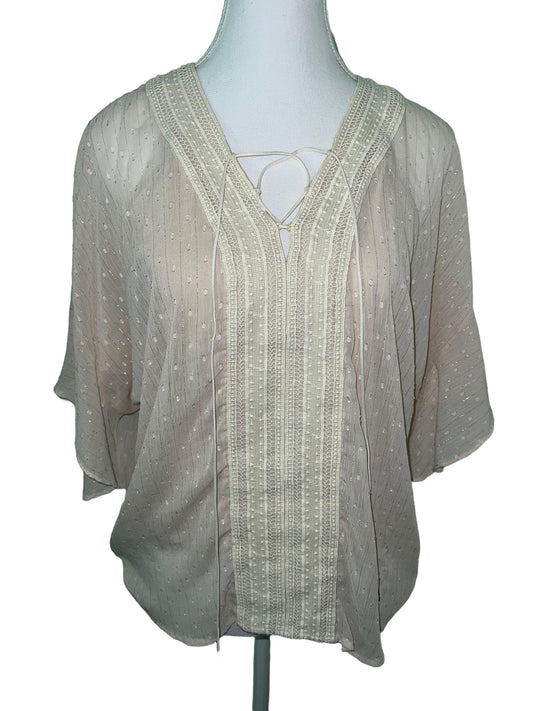 Gold/Beige Flowy Beachy Top - XS Fits to M | Summer Vibes