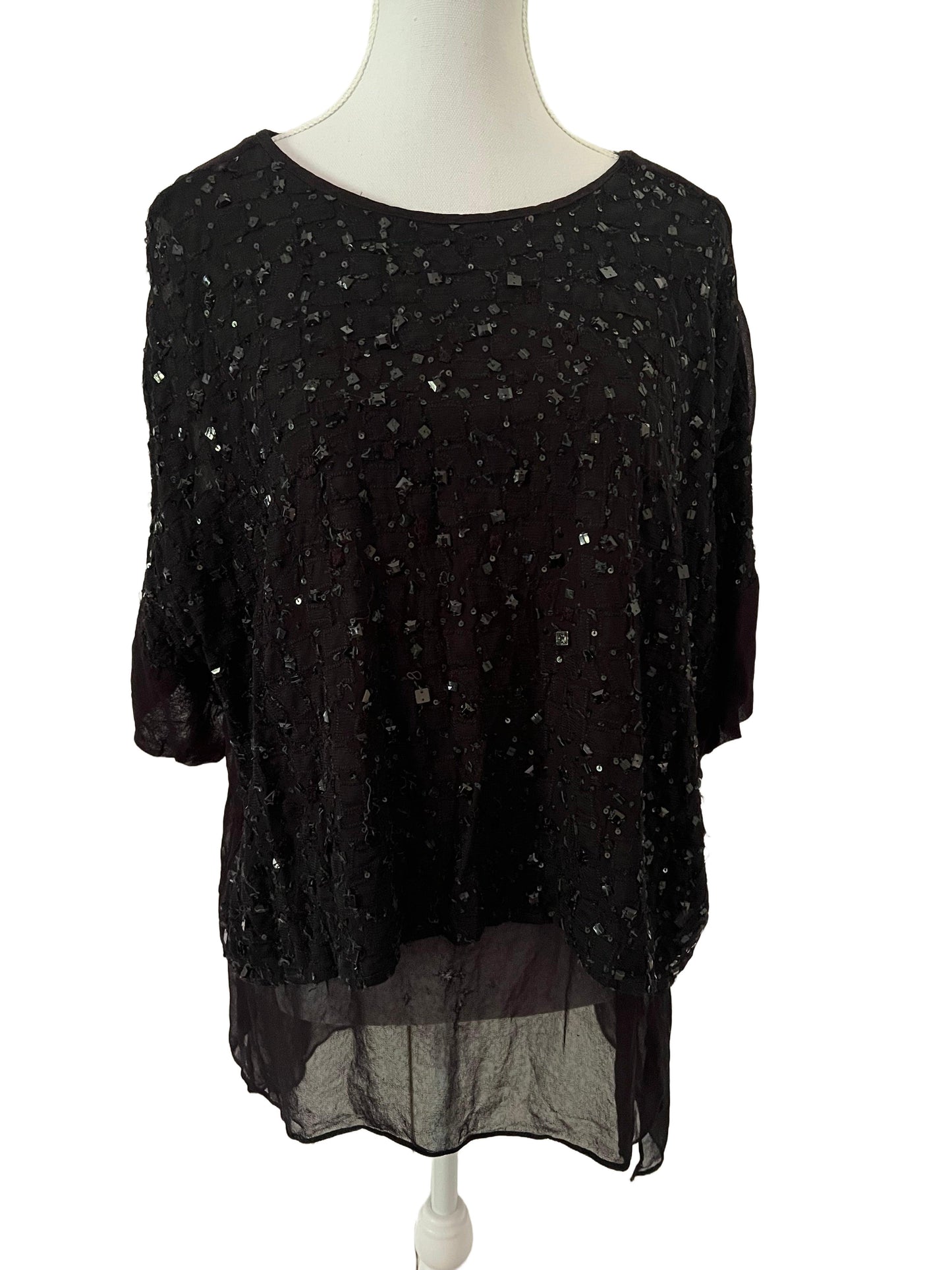 Black Sparkly Top - Size L | Elegant Glamour