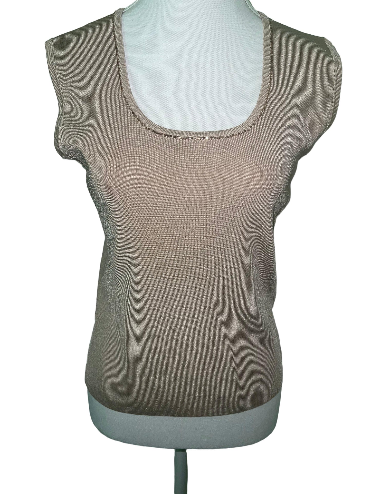 Designer Tank Top with Beaded Collar Detail