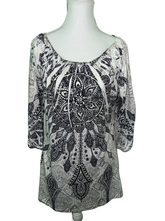 Gem-Embellished White Long Top/Dress - Size L | Glamorous