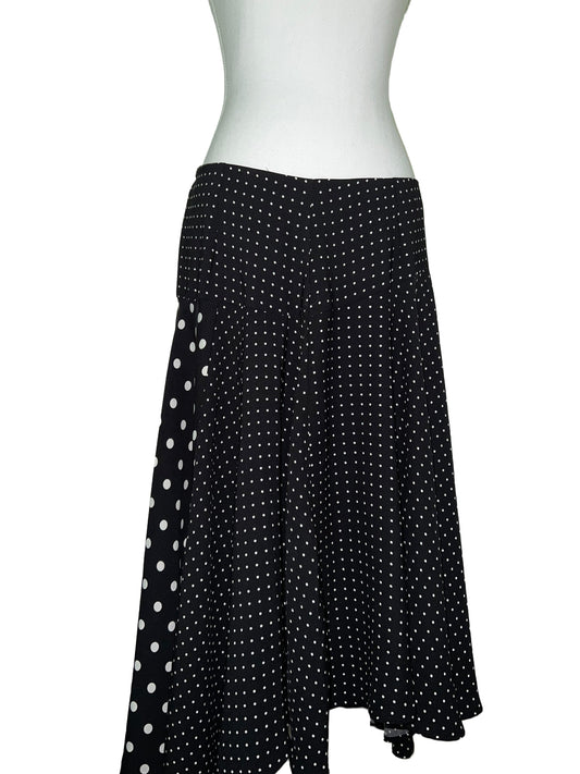Black & White Polka Dot Midi Skirt - Size 14 | Vintage Style