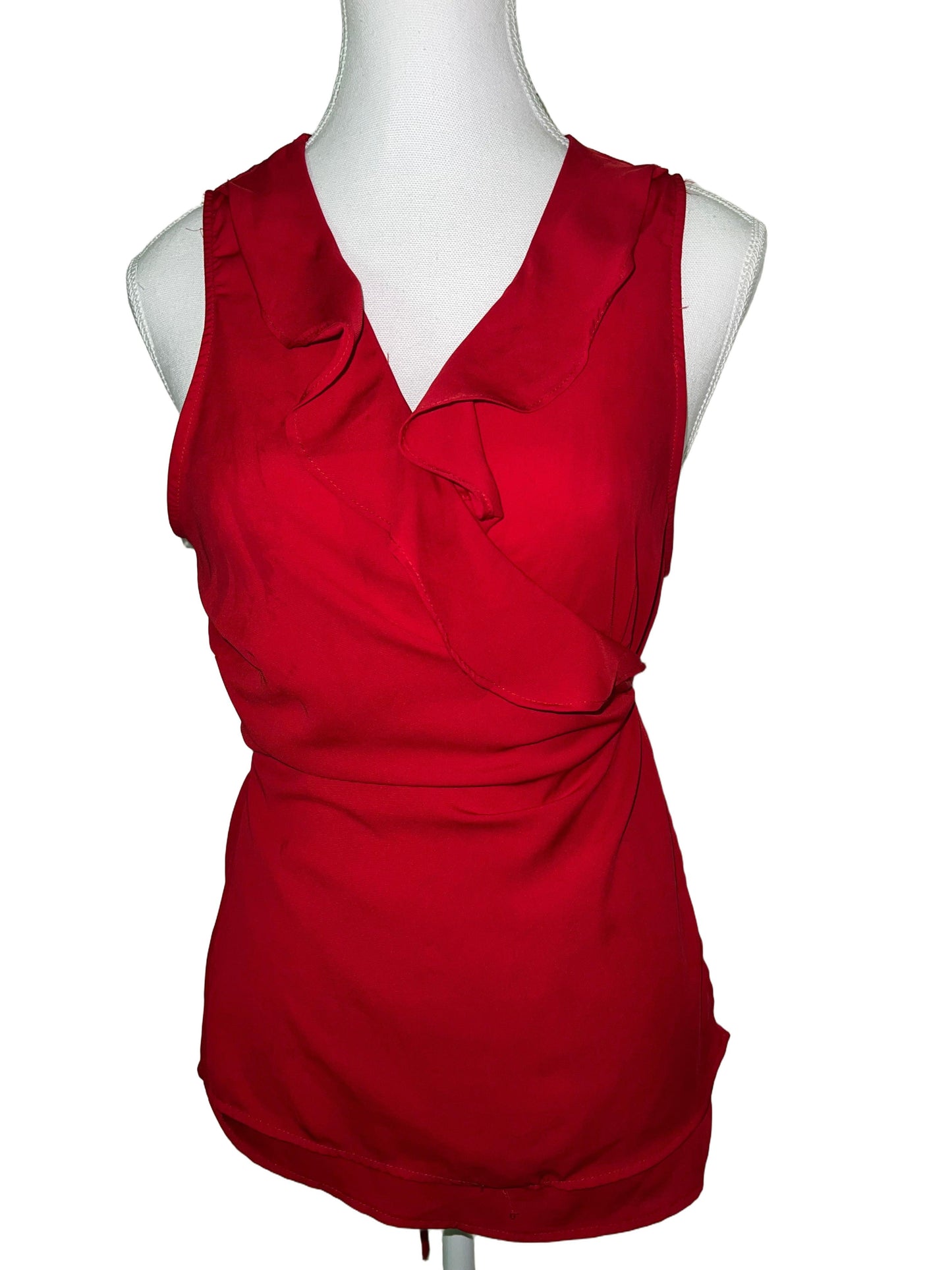 Red Tie-Front Sleeveless Top
