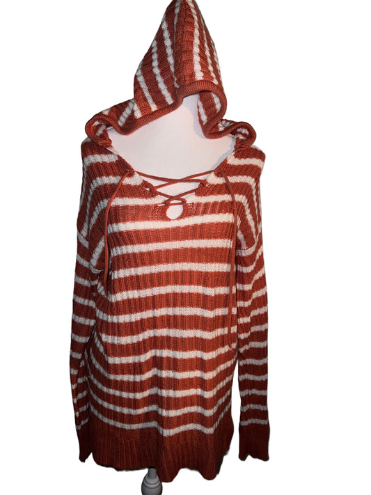 Coral Striped Hoodie