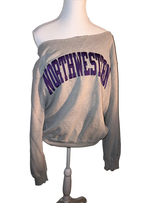 Northwestern Off-Shoulder Crewneck