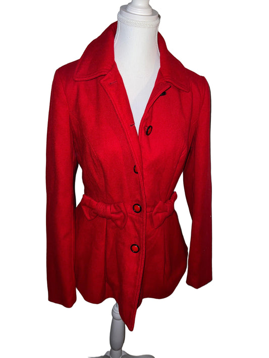 Red Coat with Bows and Polka Dot Detailing