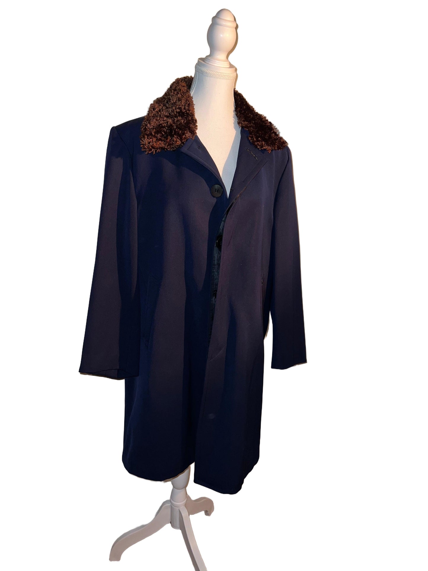 Blue Coat with Fur Collar