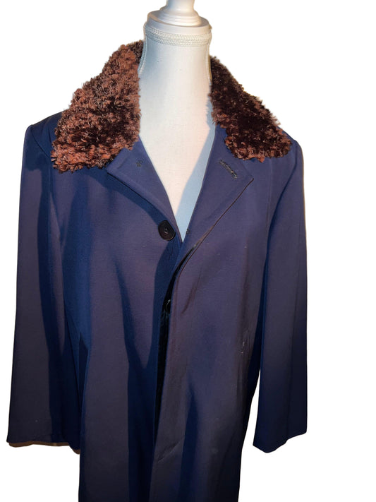 Blue Coat with Fur Collar