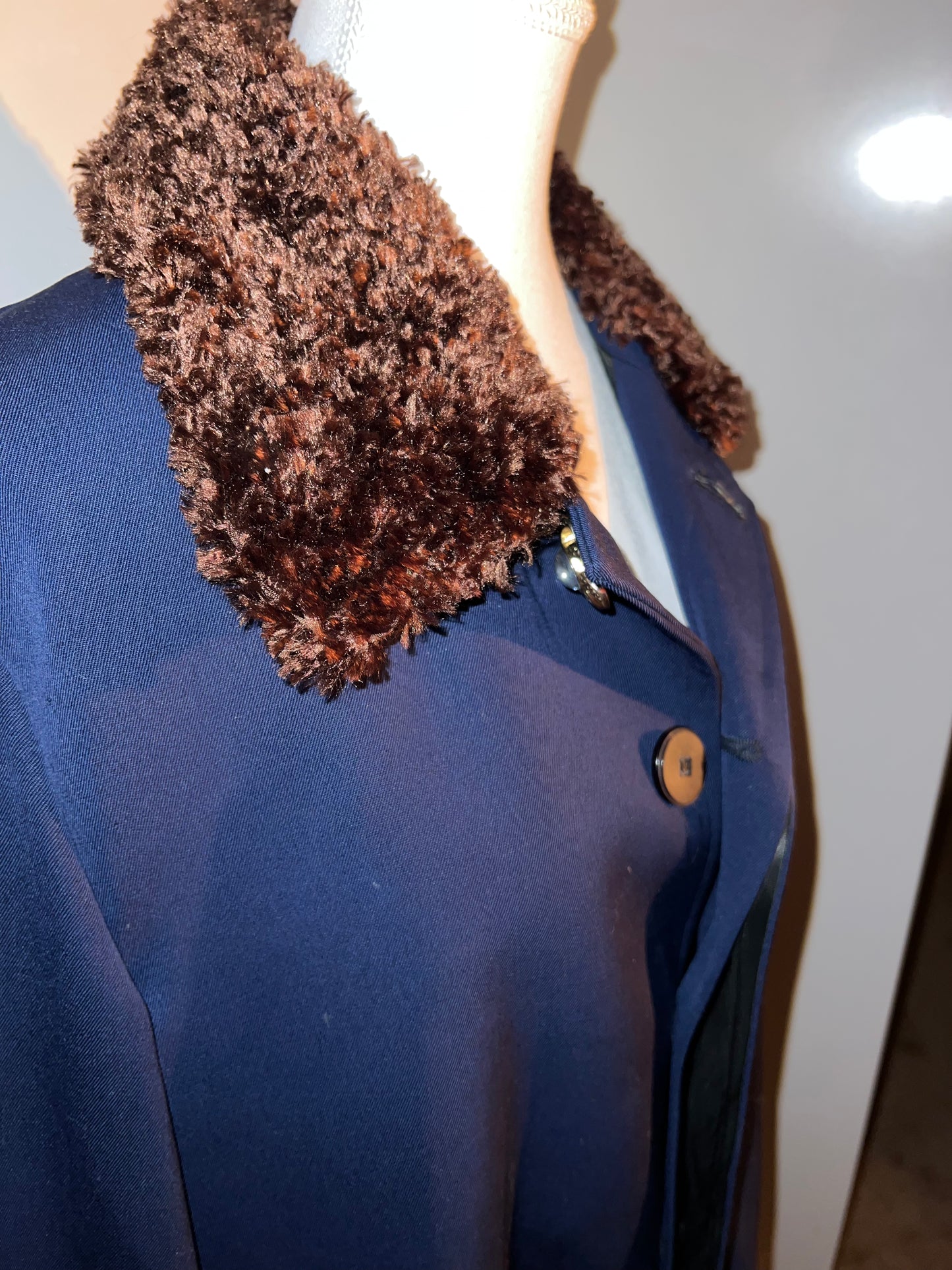 Blue Coat with Fur Collar
