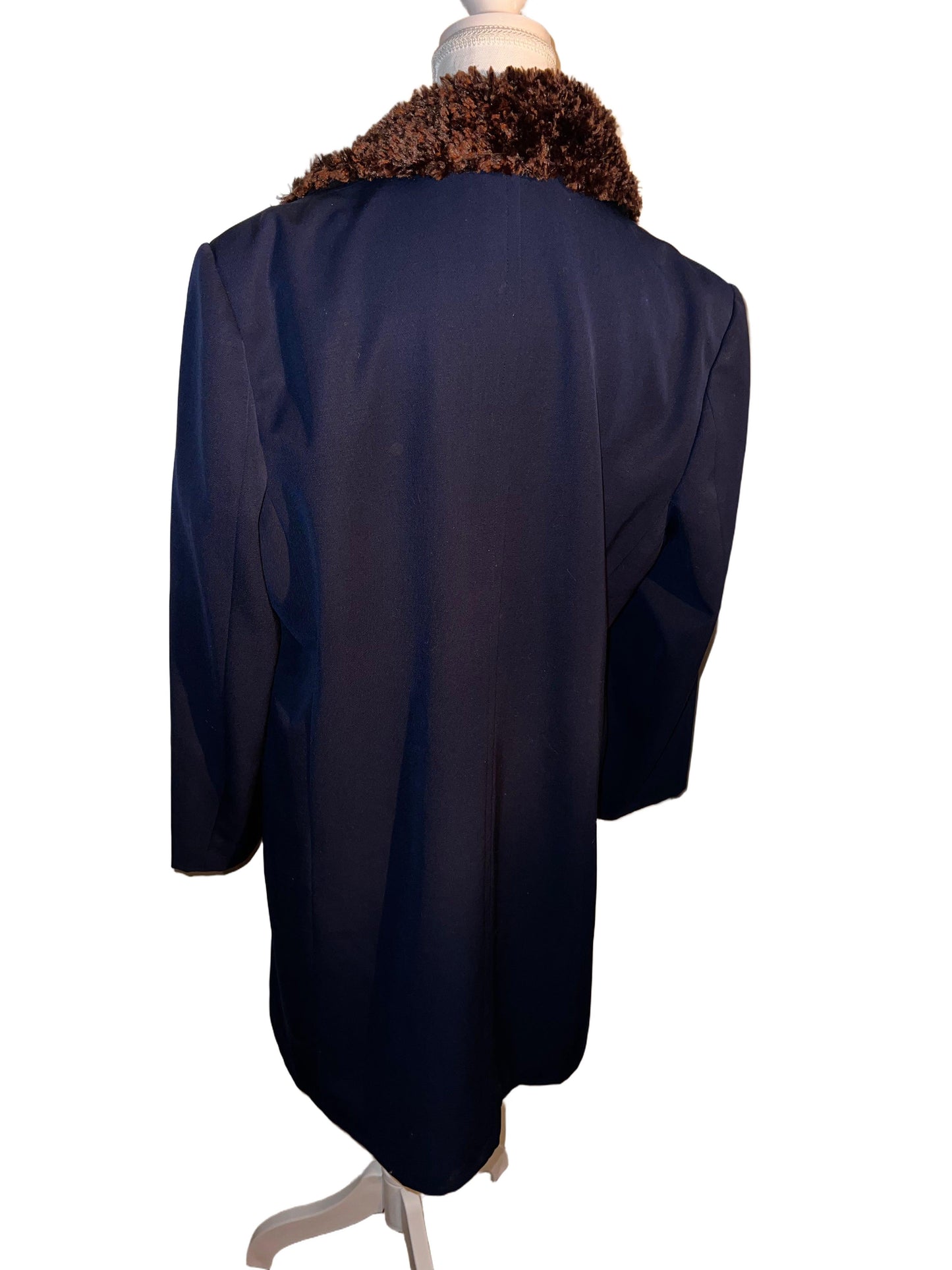 Blue Coat with Fur Collar