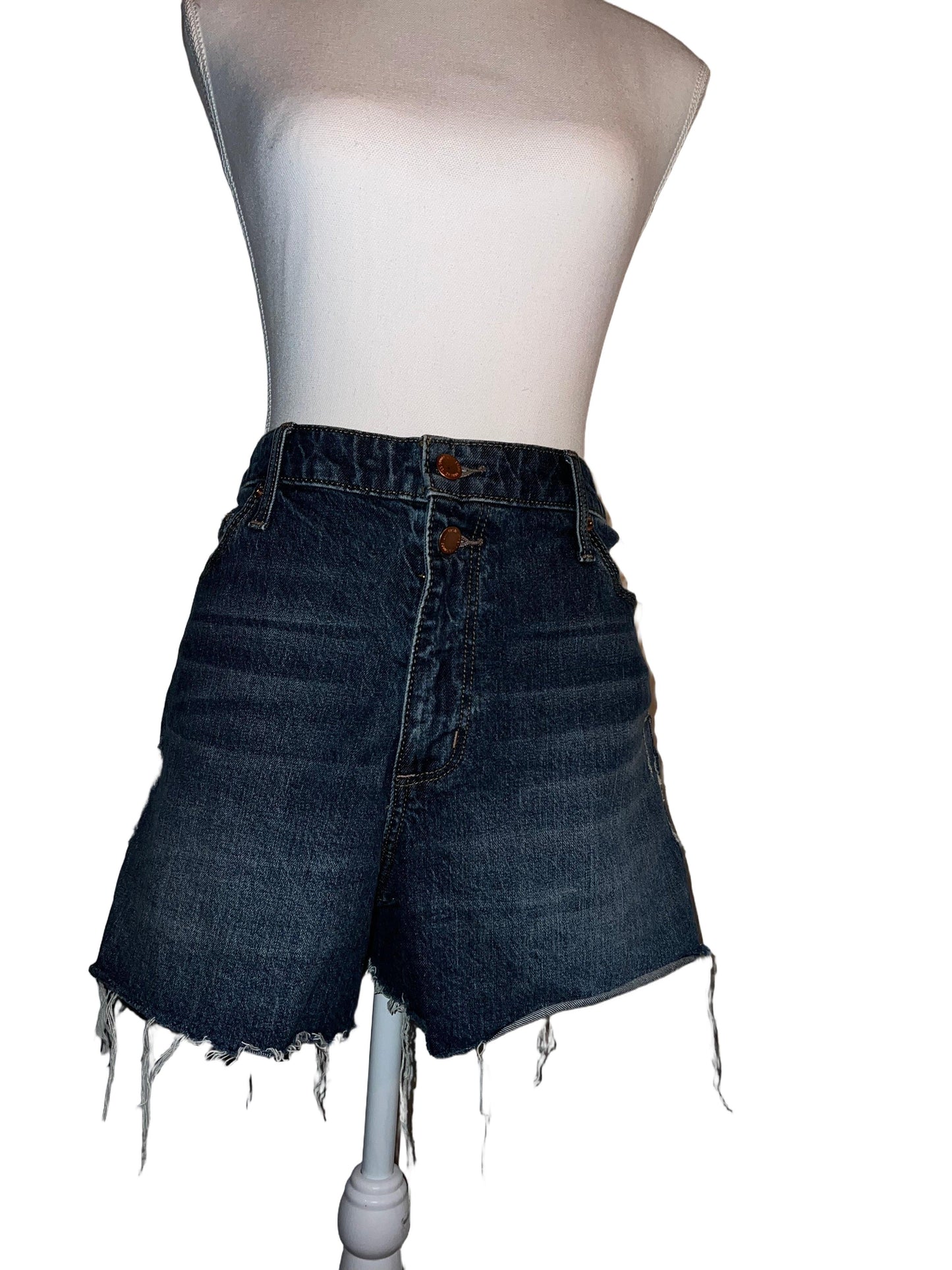 Dark Wash Ripped Denim Shorts