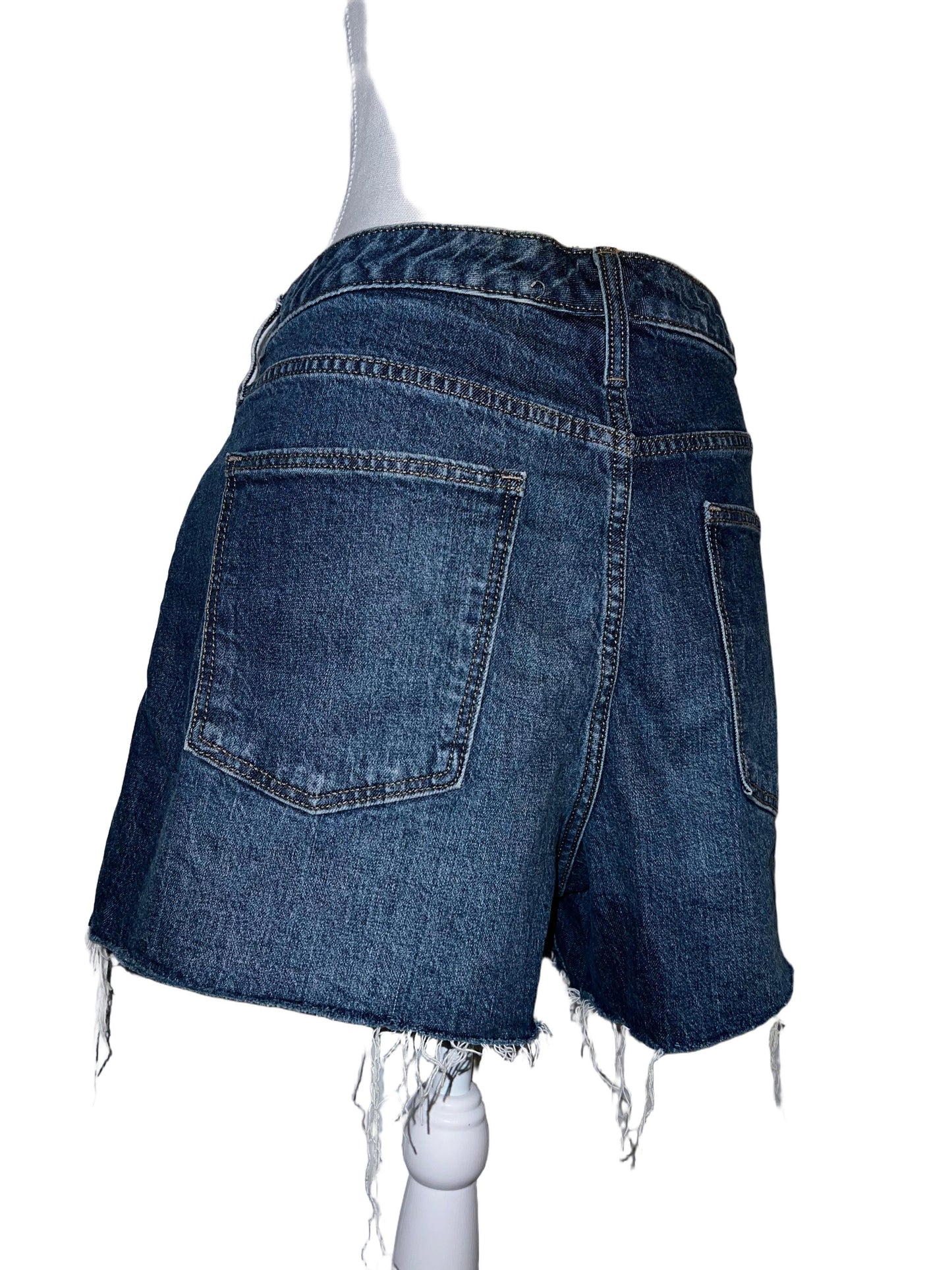Dark Wash Ripped Denim Shorts