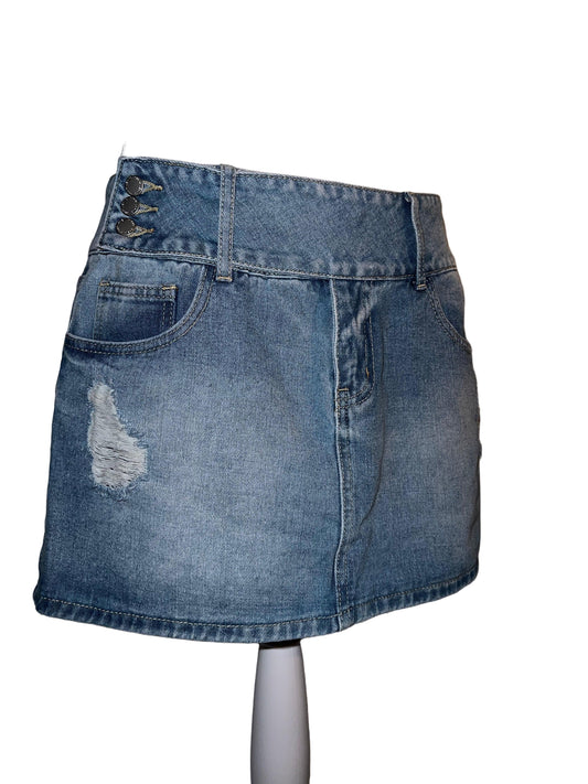 Side-Buttoned Denim Skirt