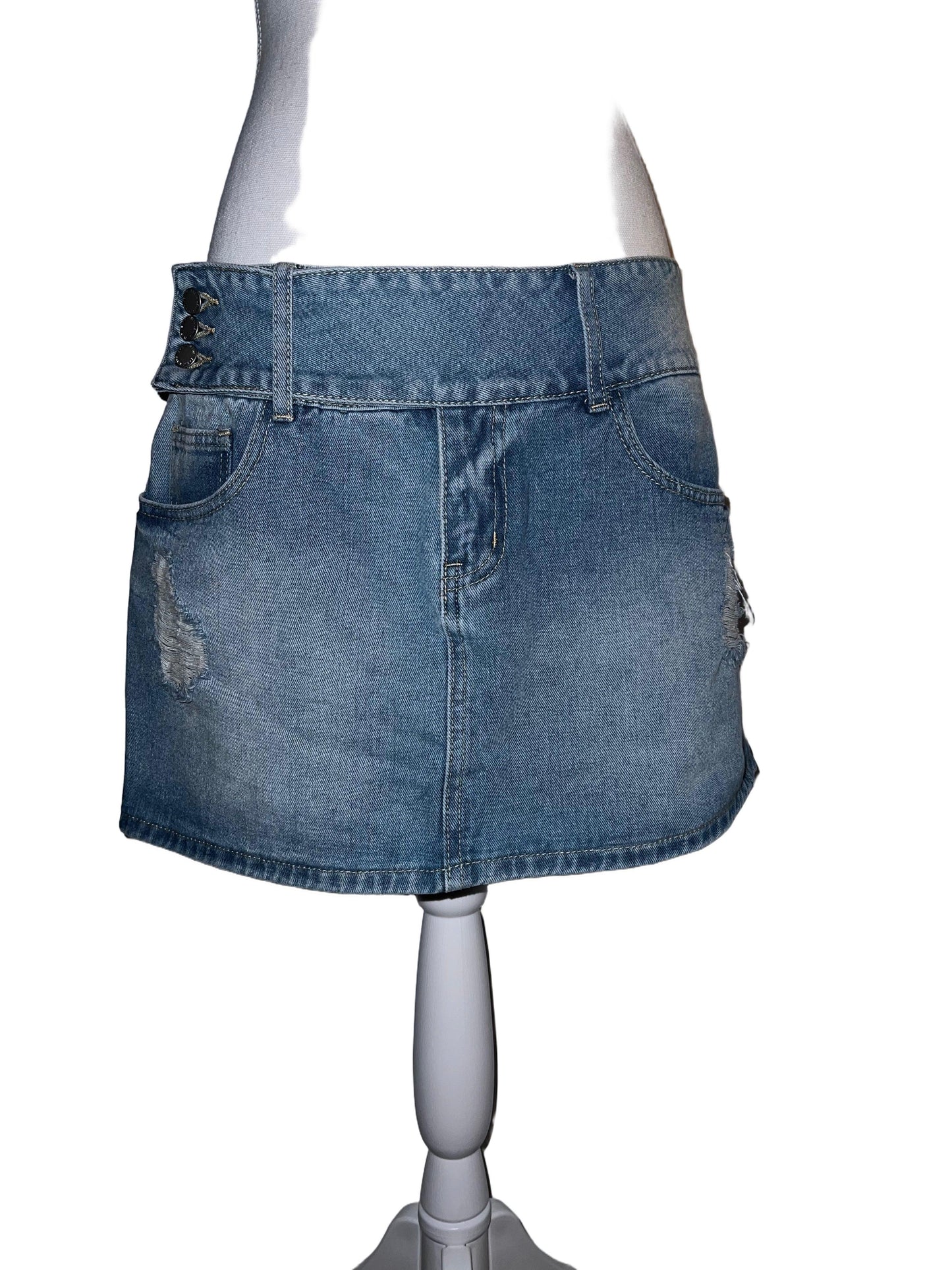Side-Buttoned Denim Skirt