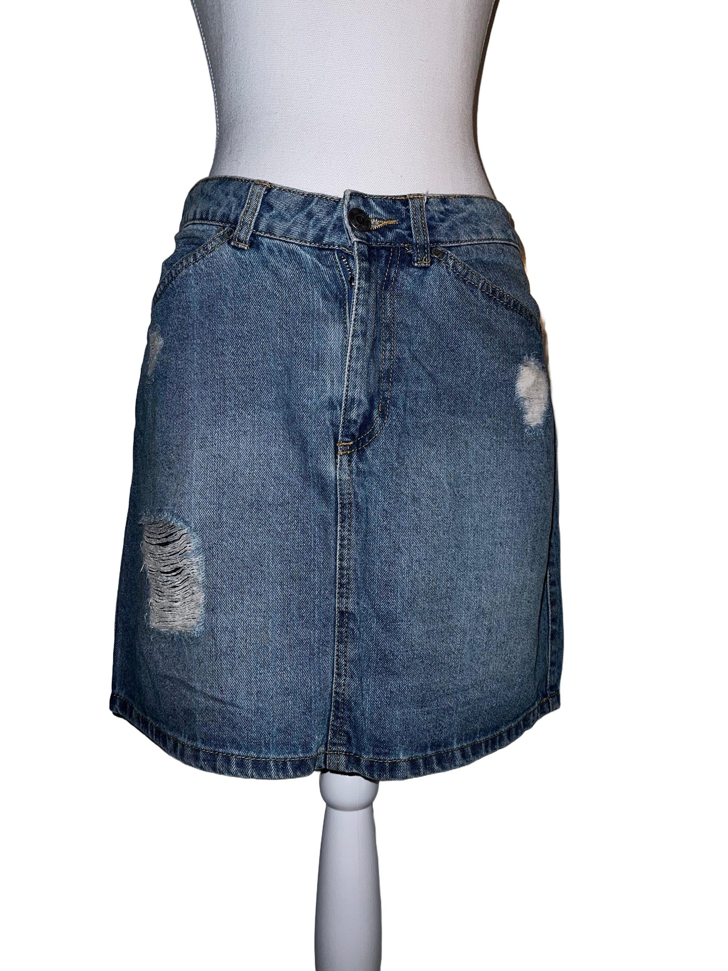 Ripped Denim Skirt