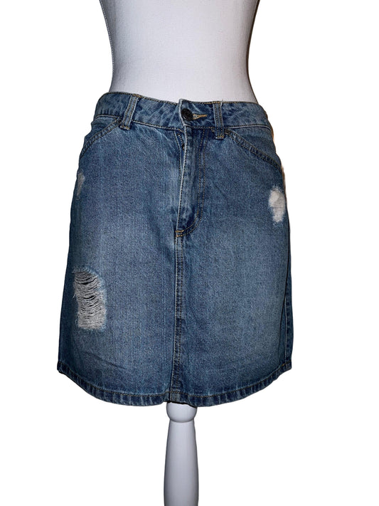 Ripped Denim Skirt