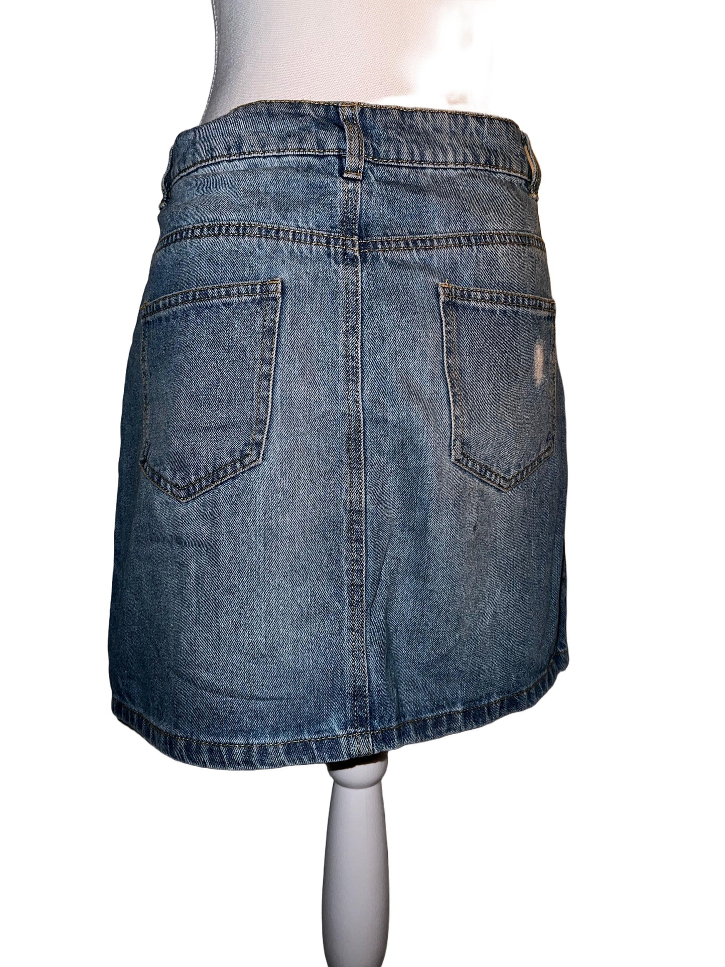 Ripped Denim Skirt