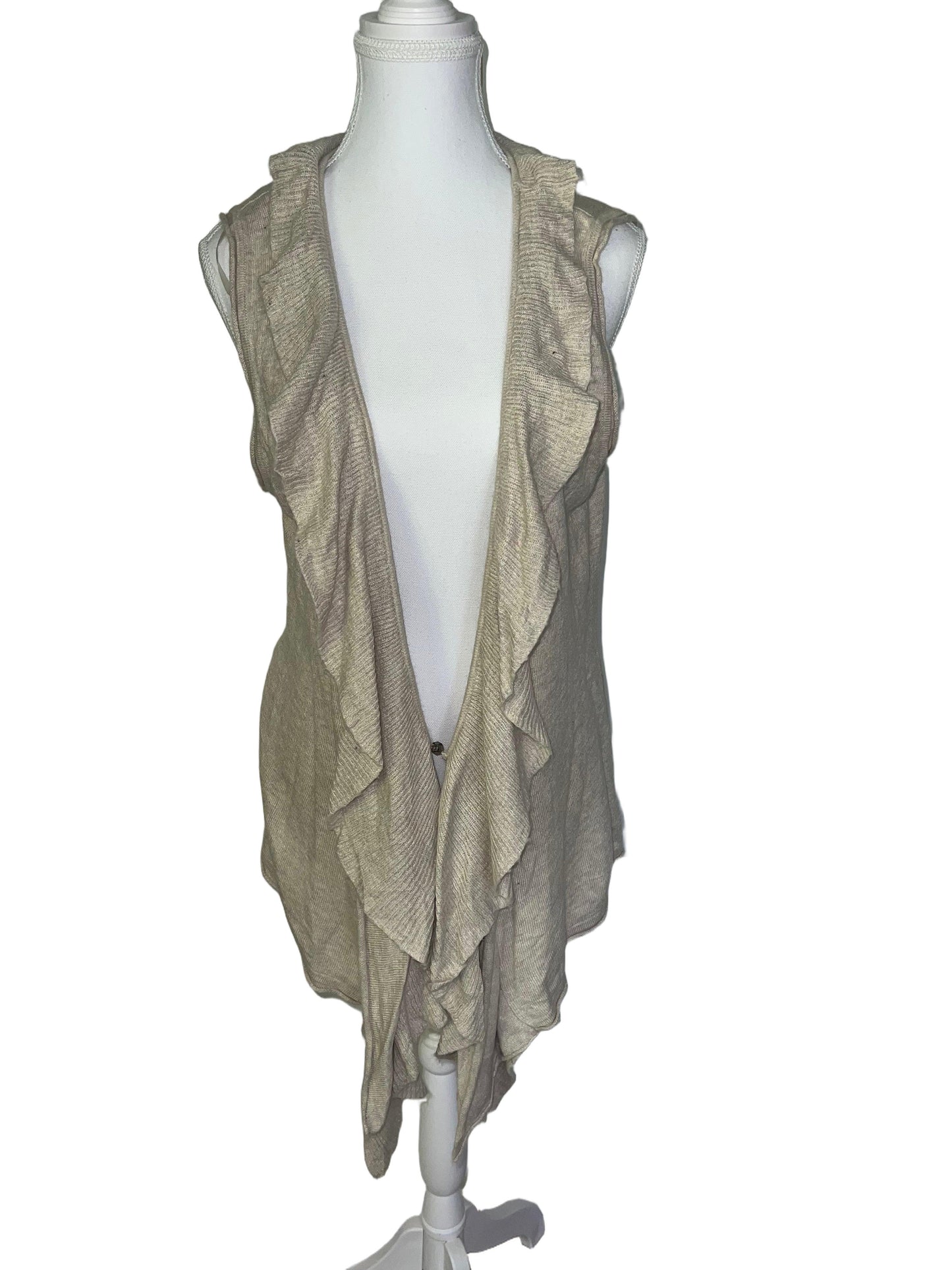 Beige Sleeveless Cardigan