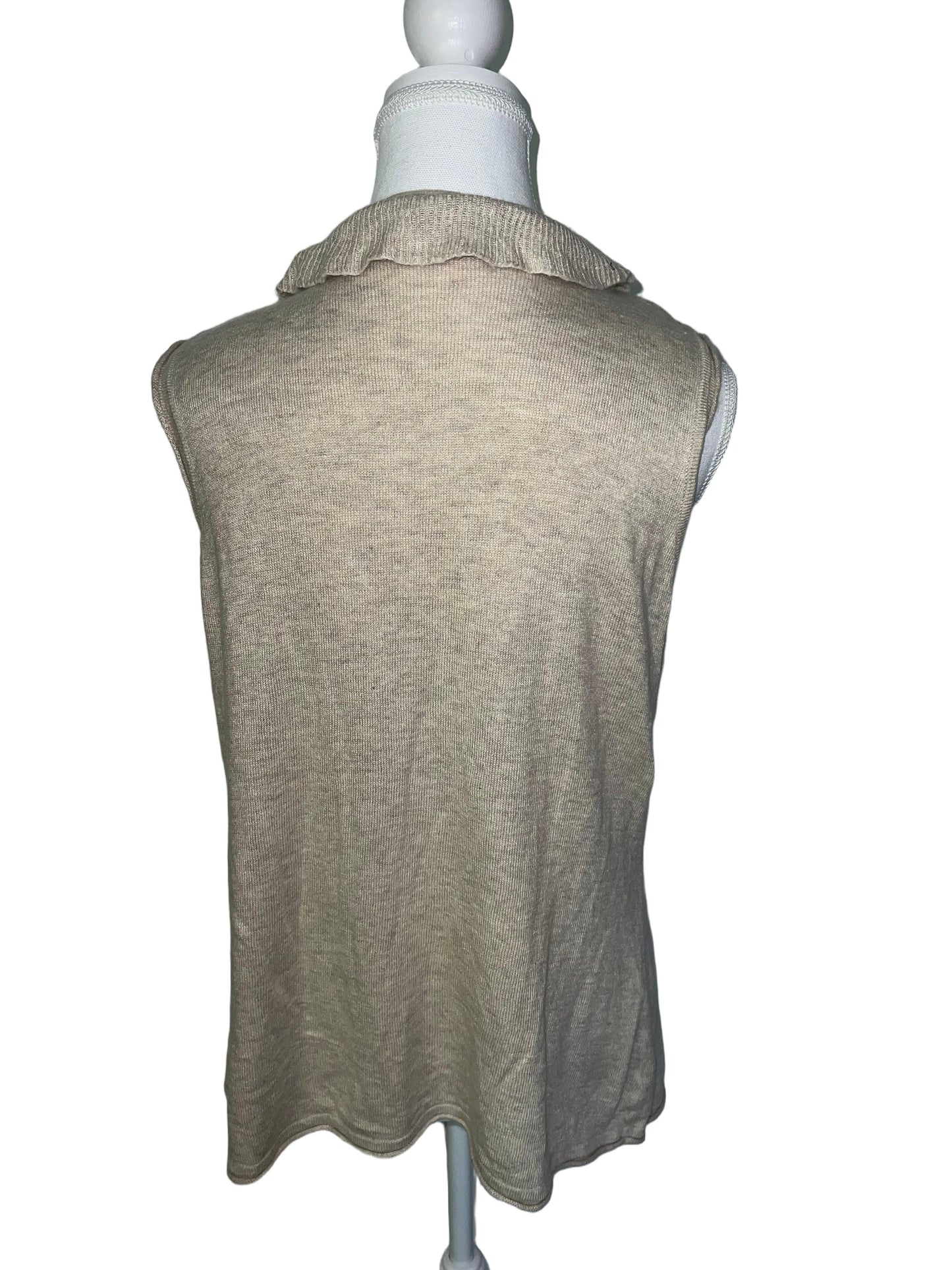 Beige Sleeveless Cardigan