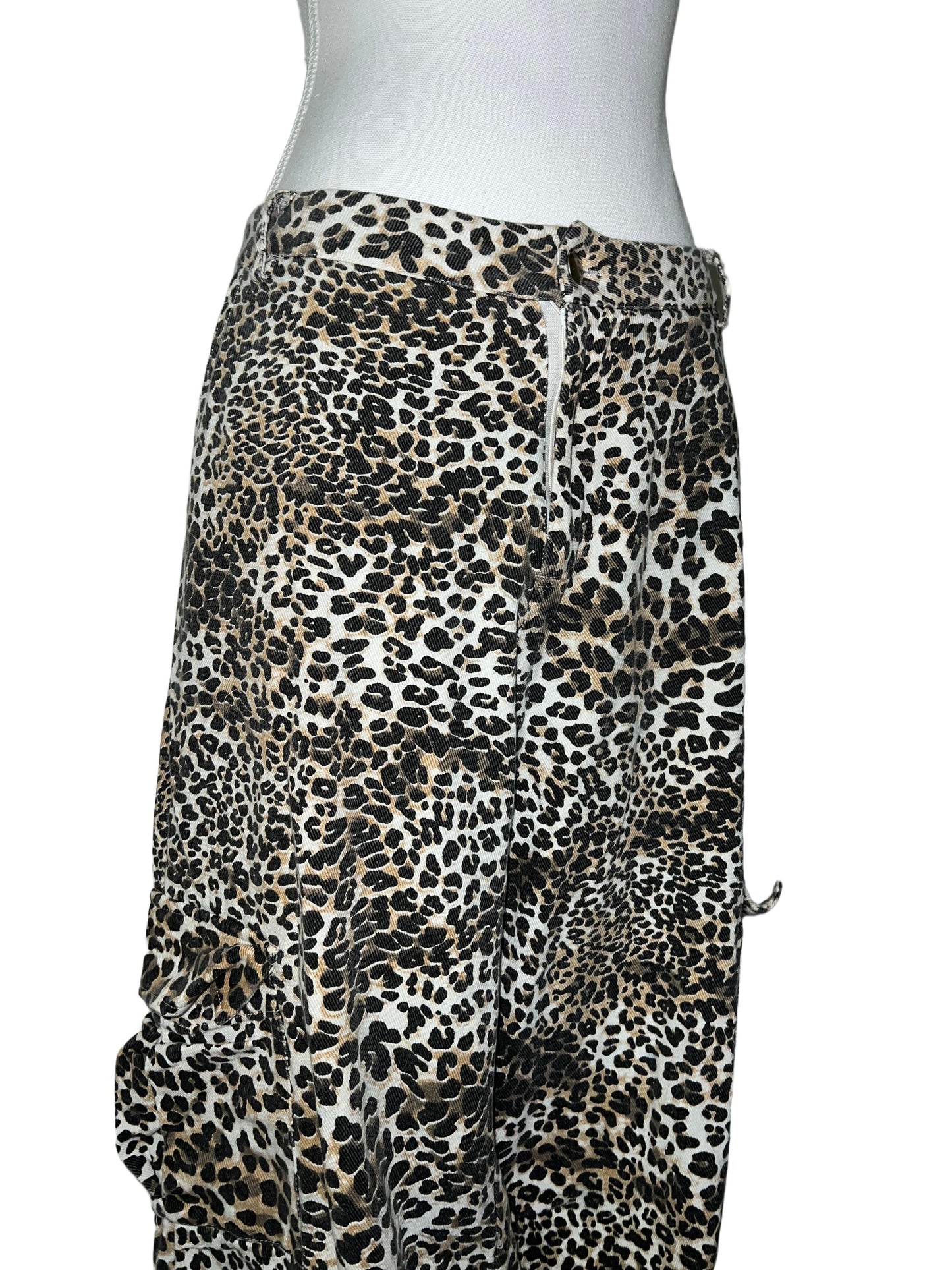 Leopard Print Cargo Jeans